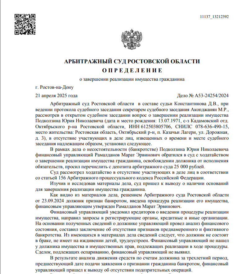 Скриншот дела А53-24254/2024